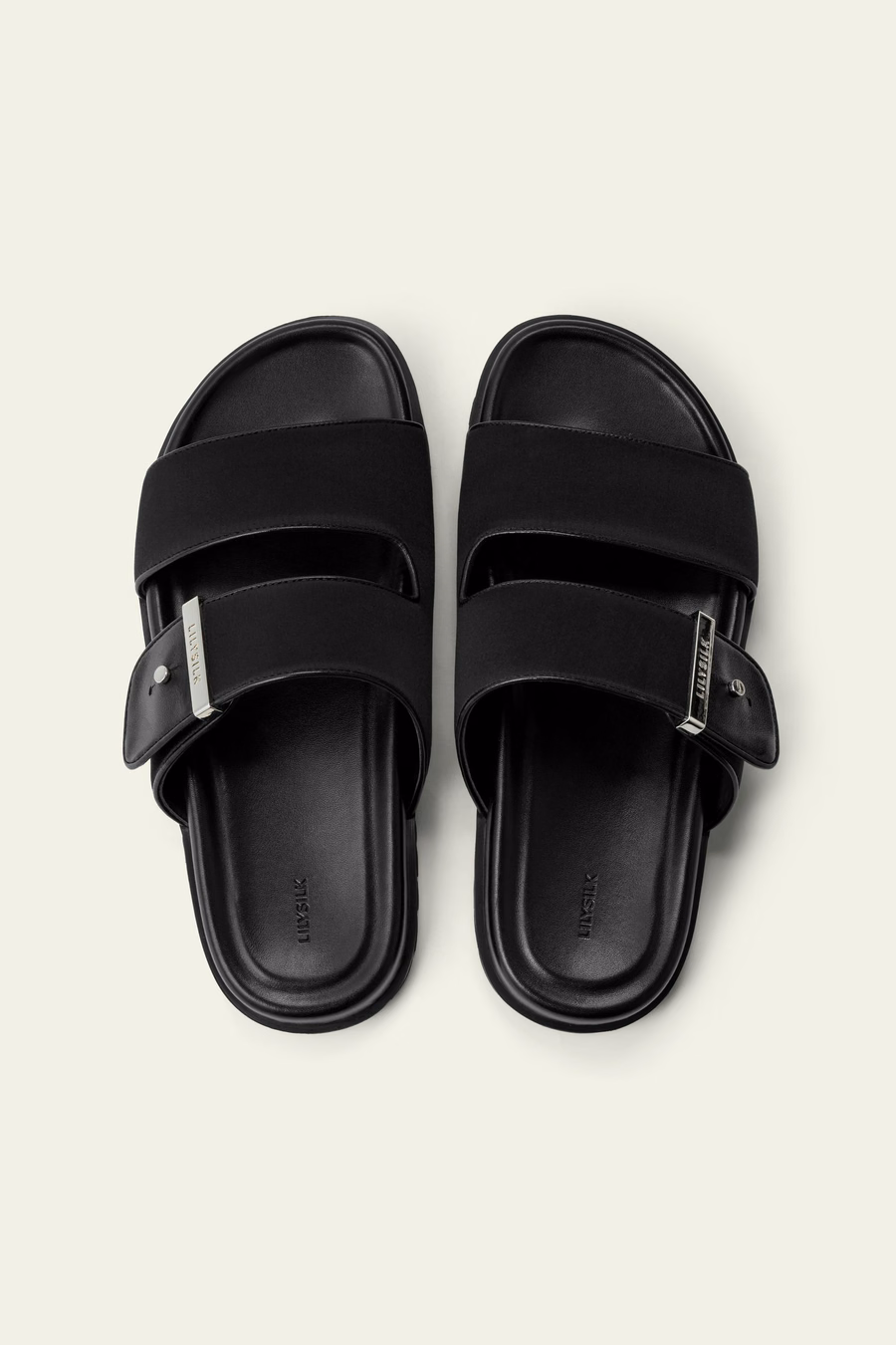 Silk Charmeuse Double-Strap Flat Sandals