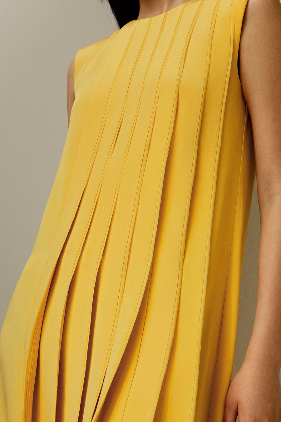 Sleeveless accordion pleated silk dress
