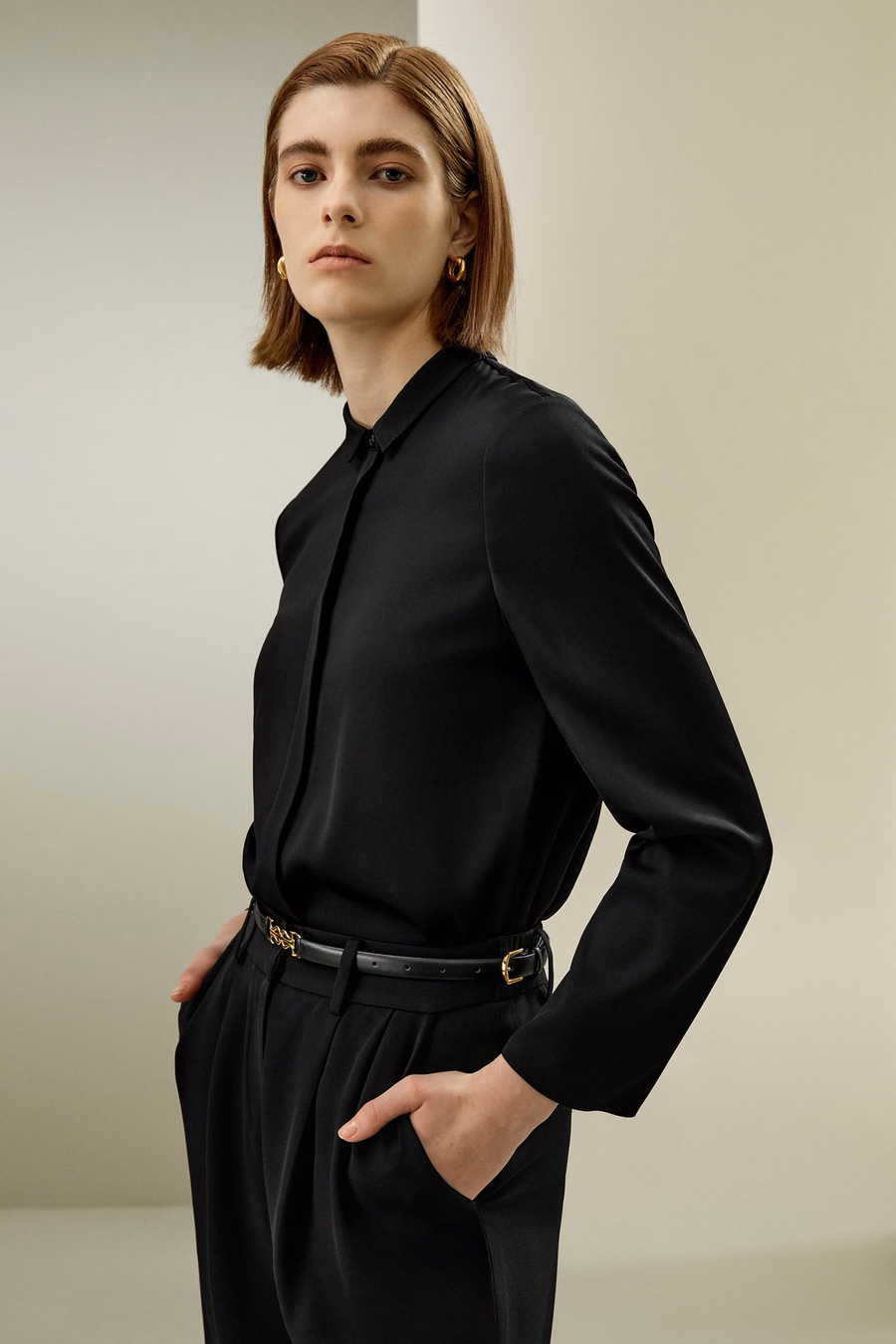 Klassisches Kragen-Seidenhemd
