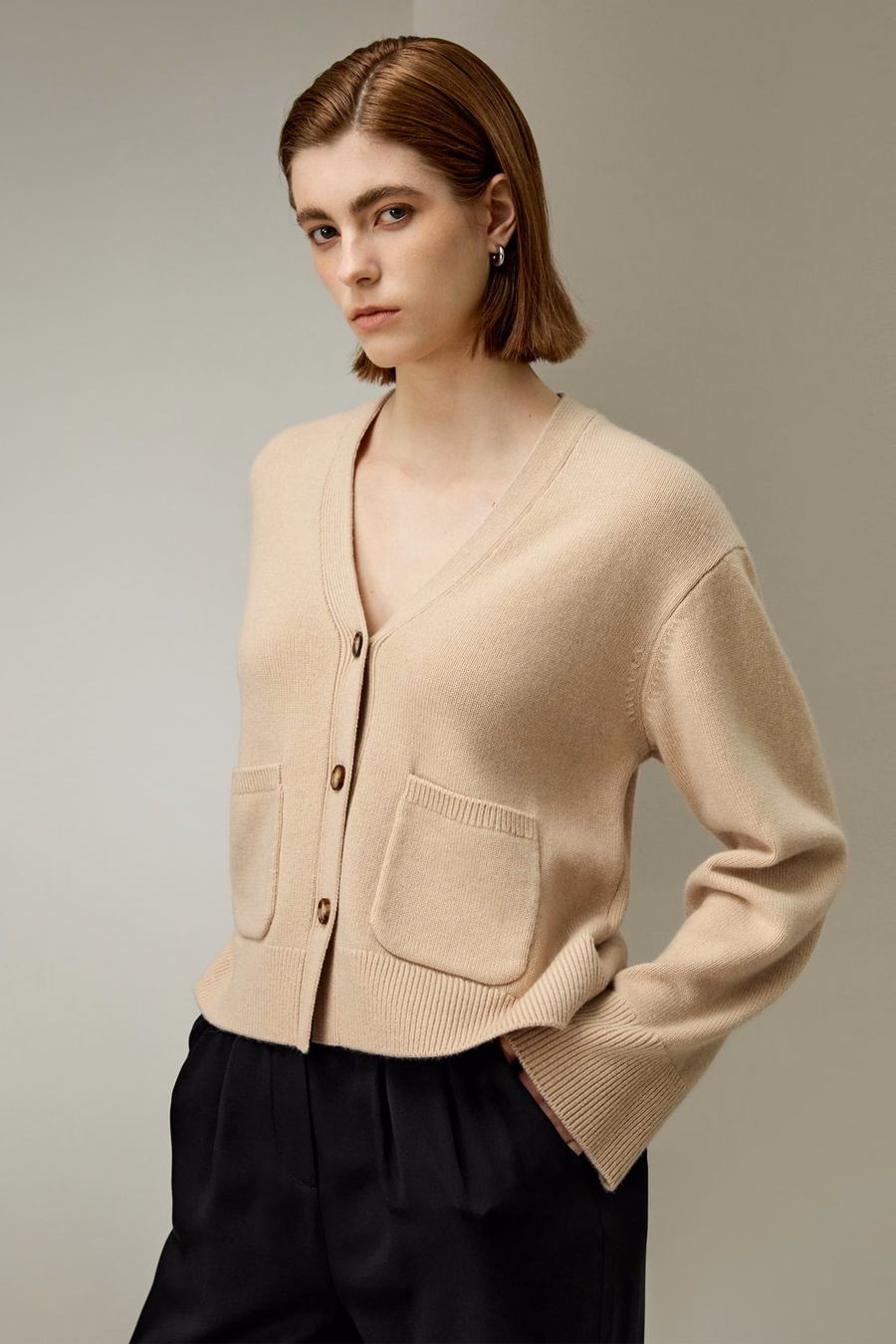 Gekürzter Kaschmir-Woll-Mix-Cardigan