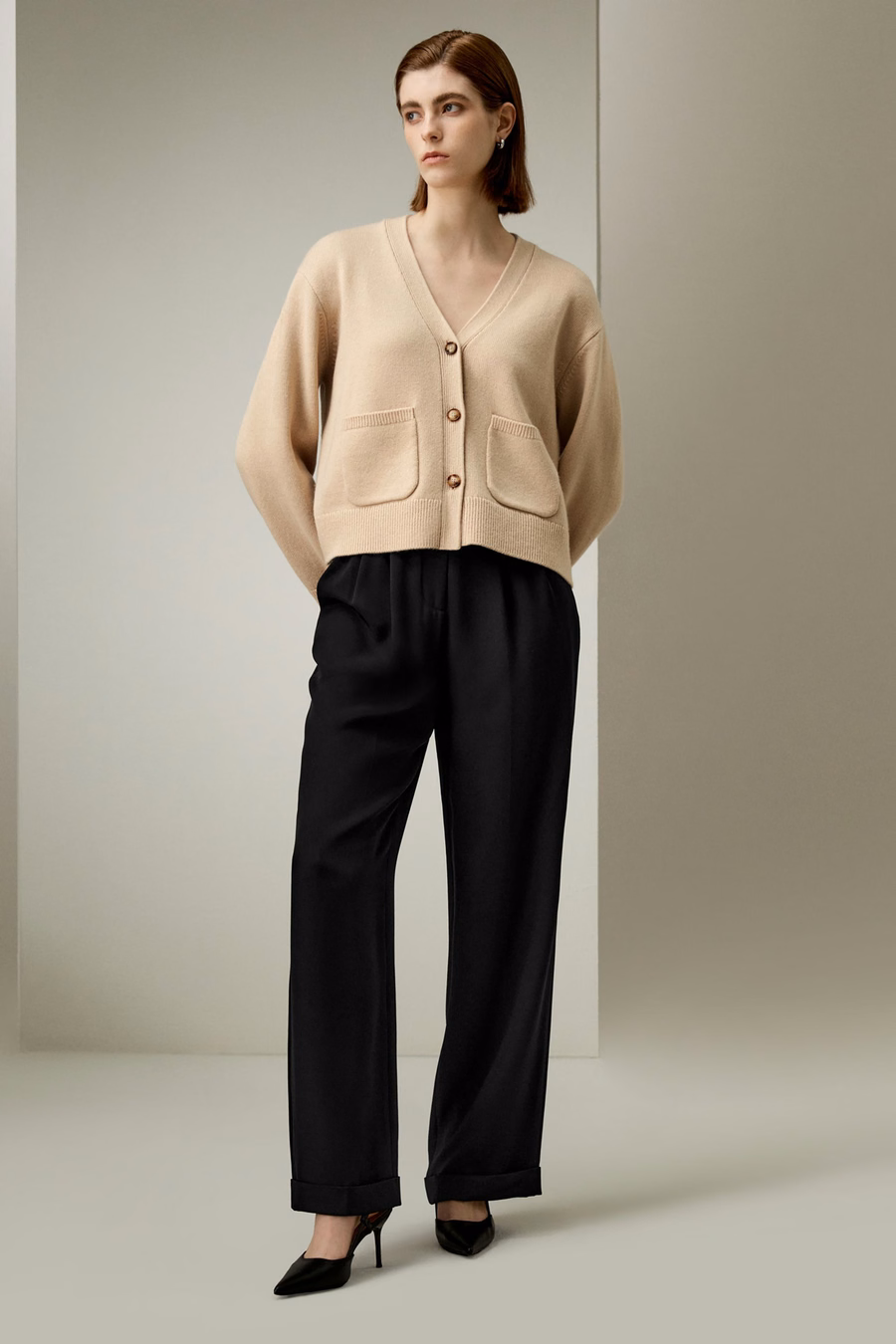 Gekürzter Kaschmir-Woll-Mix-Cardigan