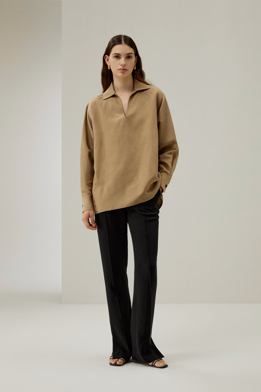 Oversized Seide-Leinen-Mischung Hemd