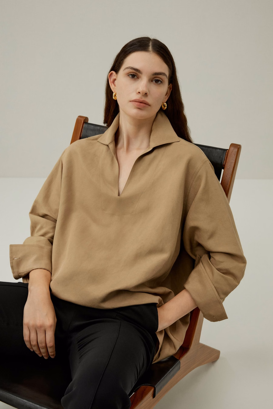 Oversized Seide-Leinen-Mischung Hemd