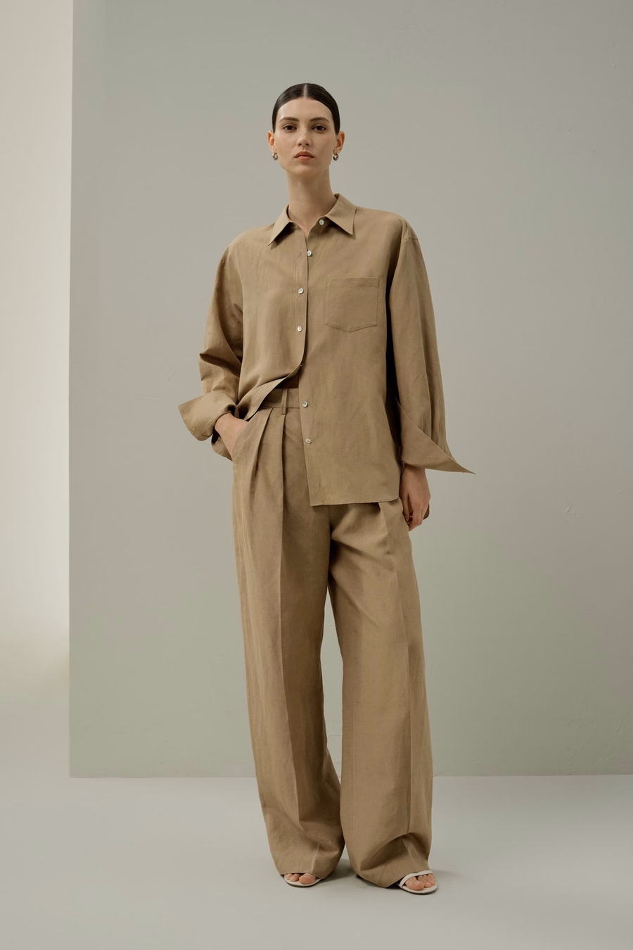 Oversized Seide-Leinen-Mischung Hemd