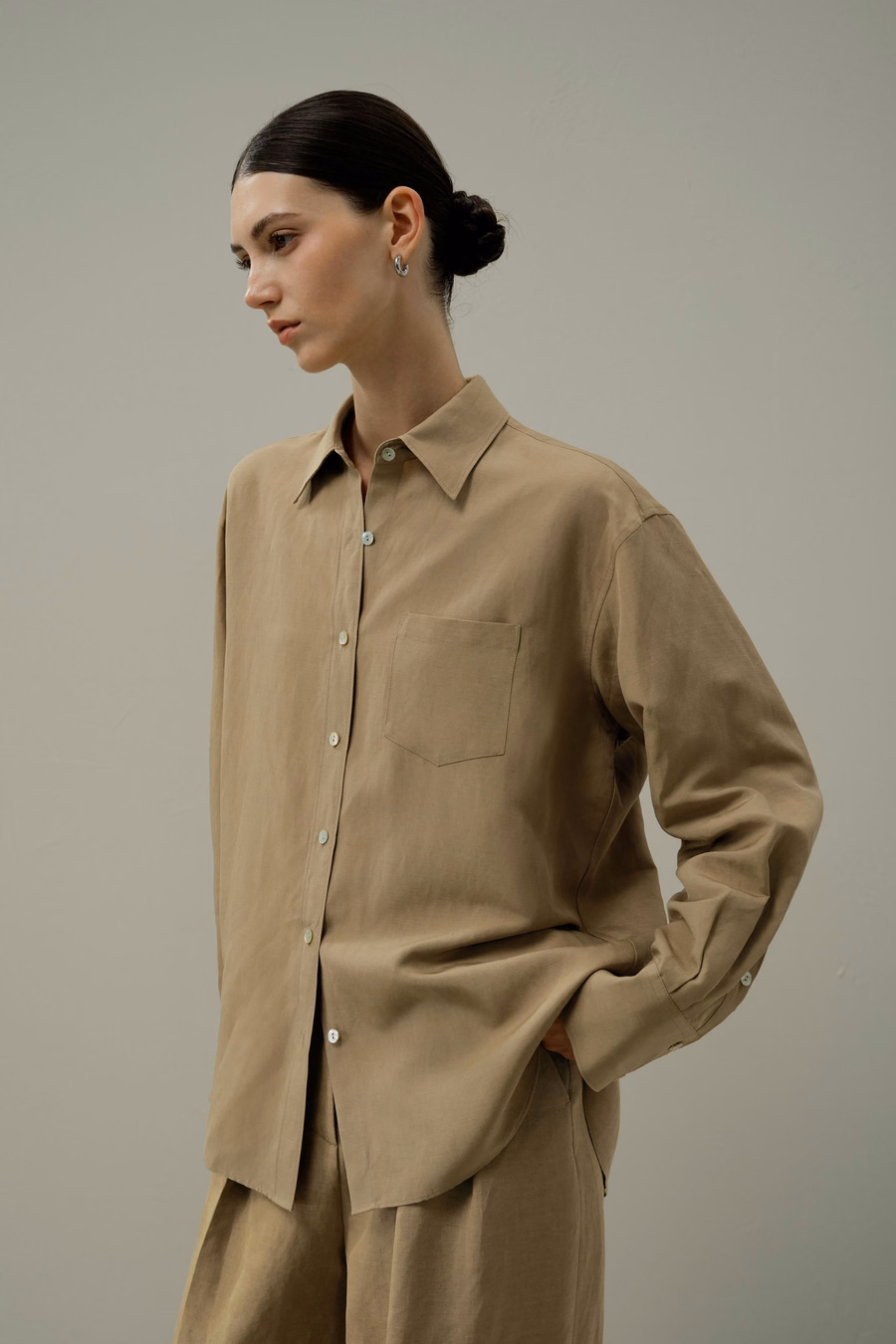 Oversized Seide-Leinen-Mischung Hemd