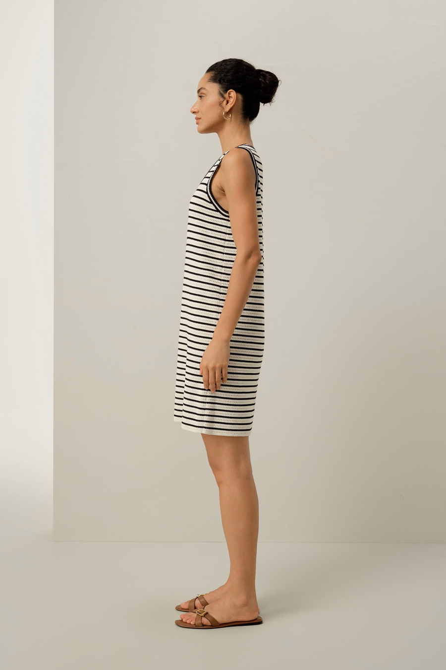 Toscana gestreiftes Pointelle-Kleid