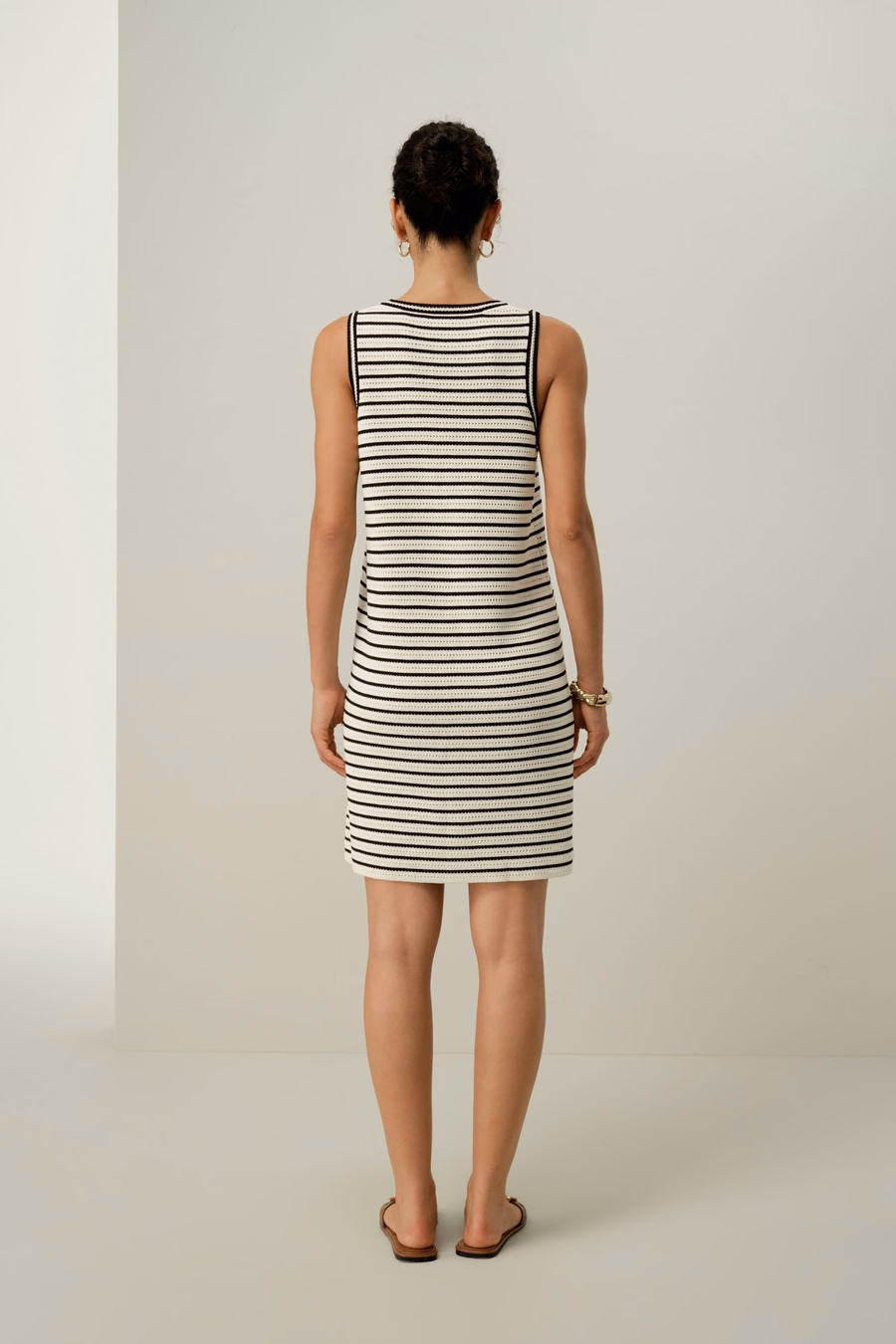 Toscana gestreiftes Pointelle-Kleid