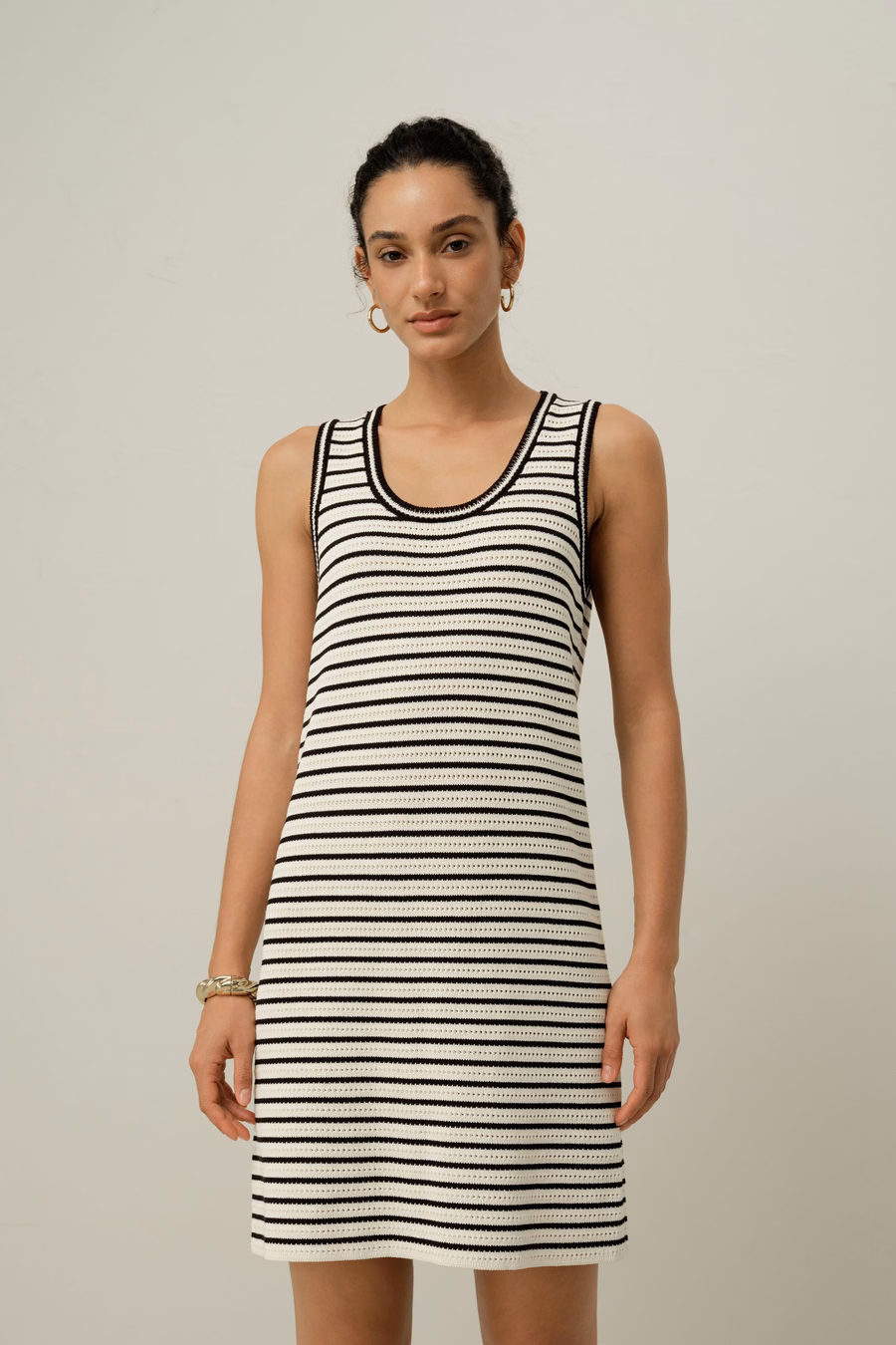 Toscana gestreiftes Pointelle-Kleid