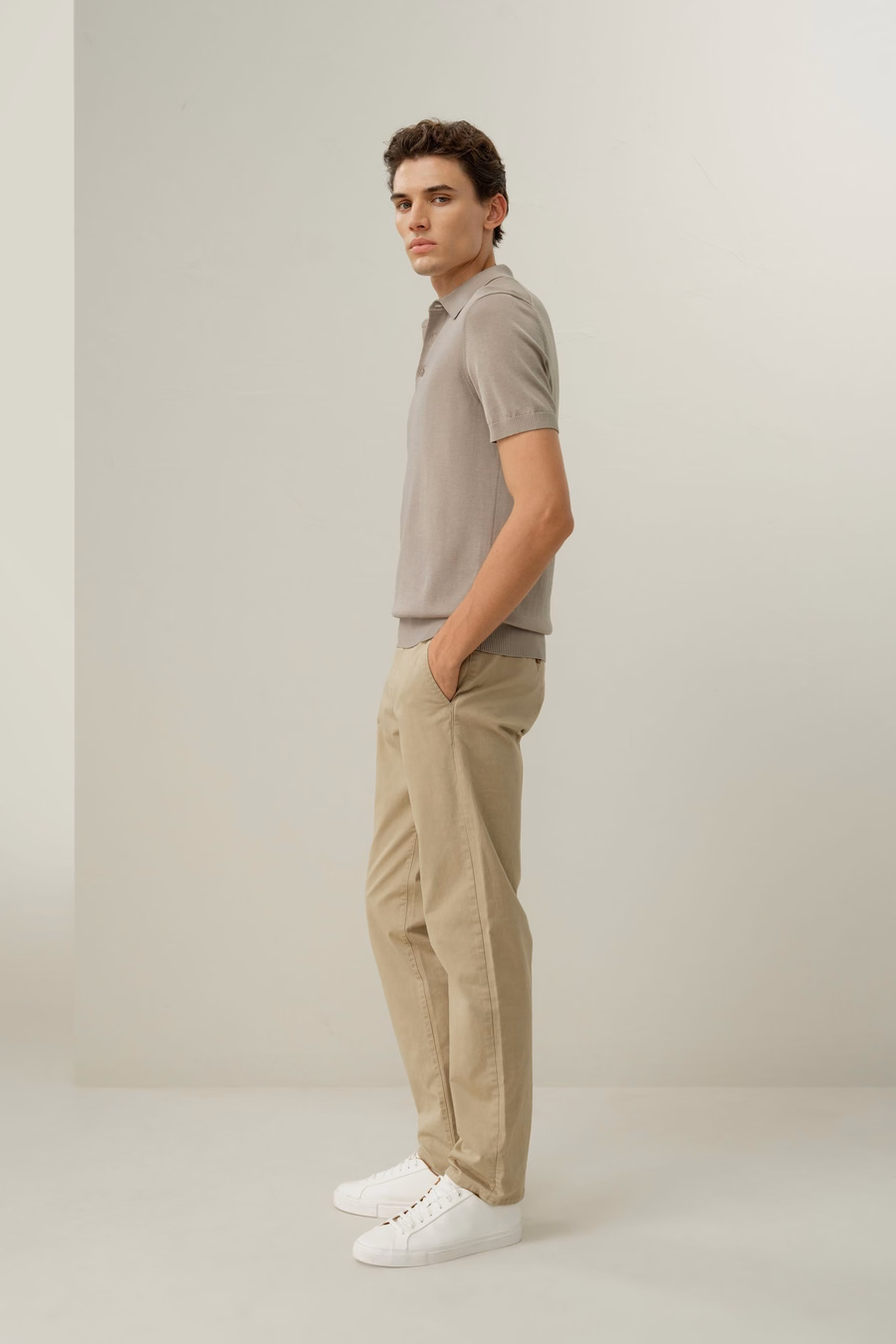 Silk-Cotton Regular-Fit V-Neck Polo