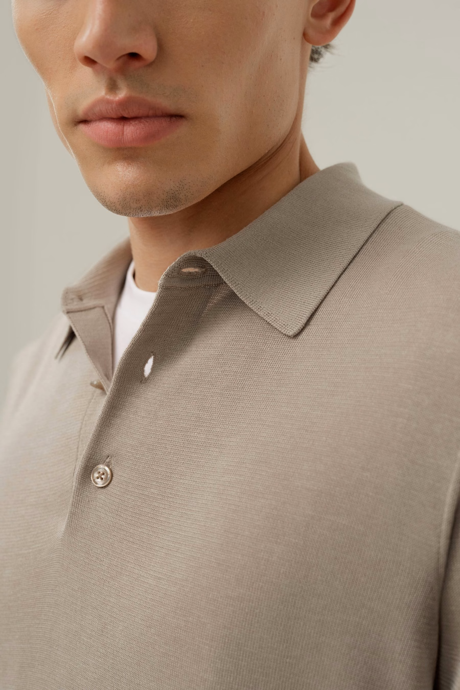 Silk-Cotton Regular-Fit V-Neck Polo