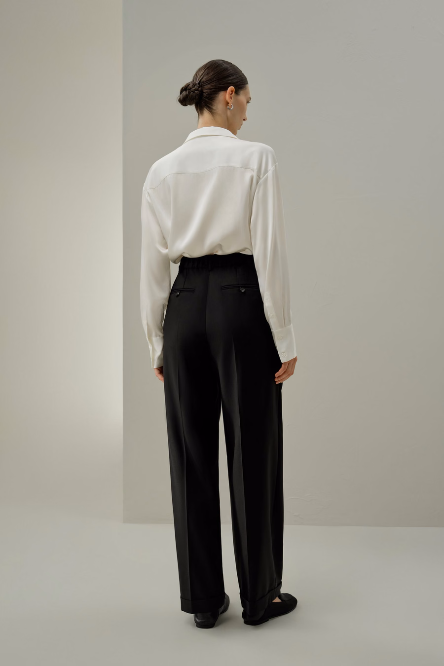 Wool-Silk Straight Leg Pants