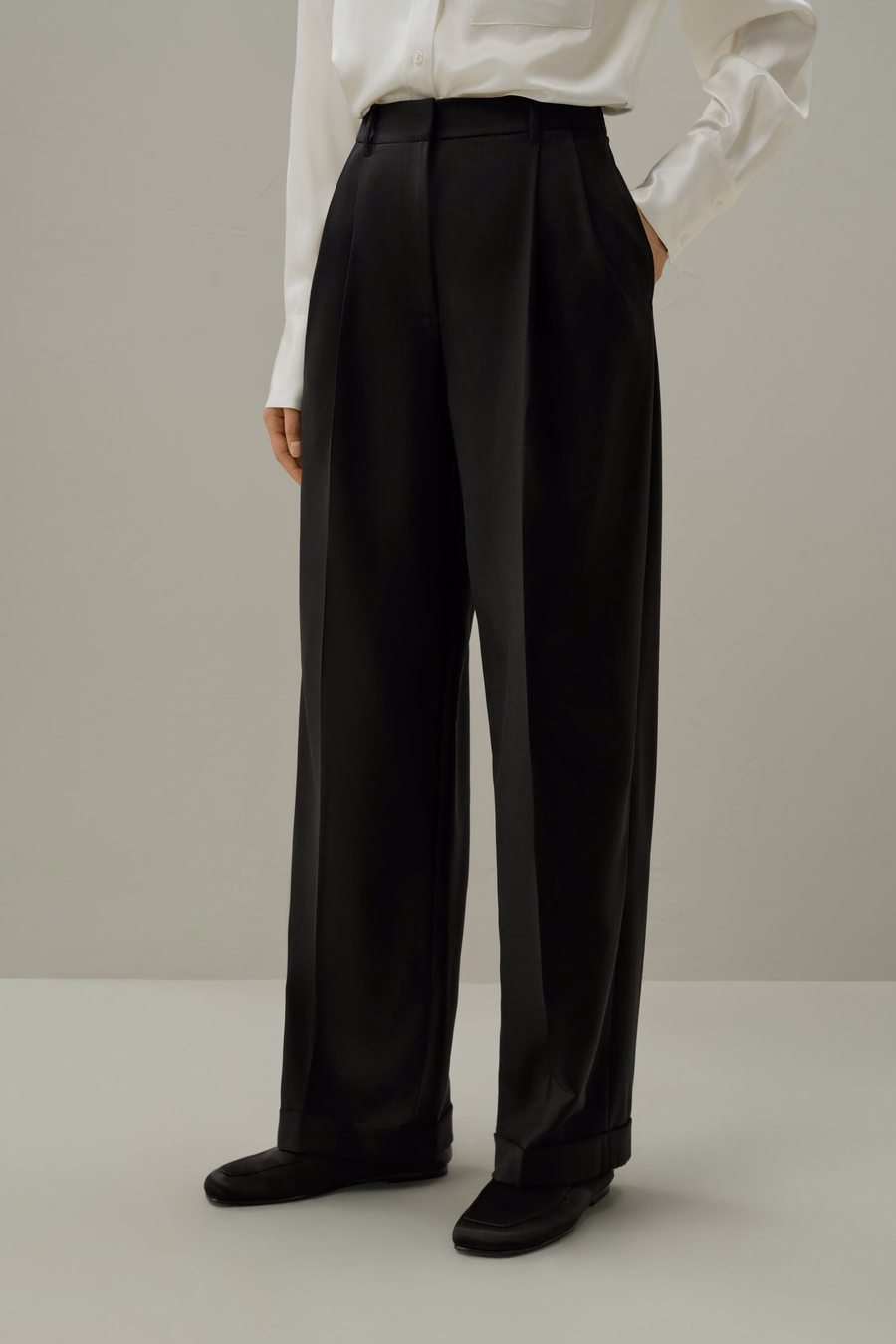 Wool-Silk Straight Leg Pants
