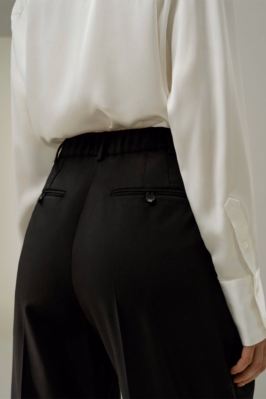 Wool-Silk Straight Leg Pants