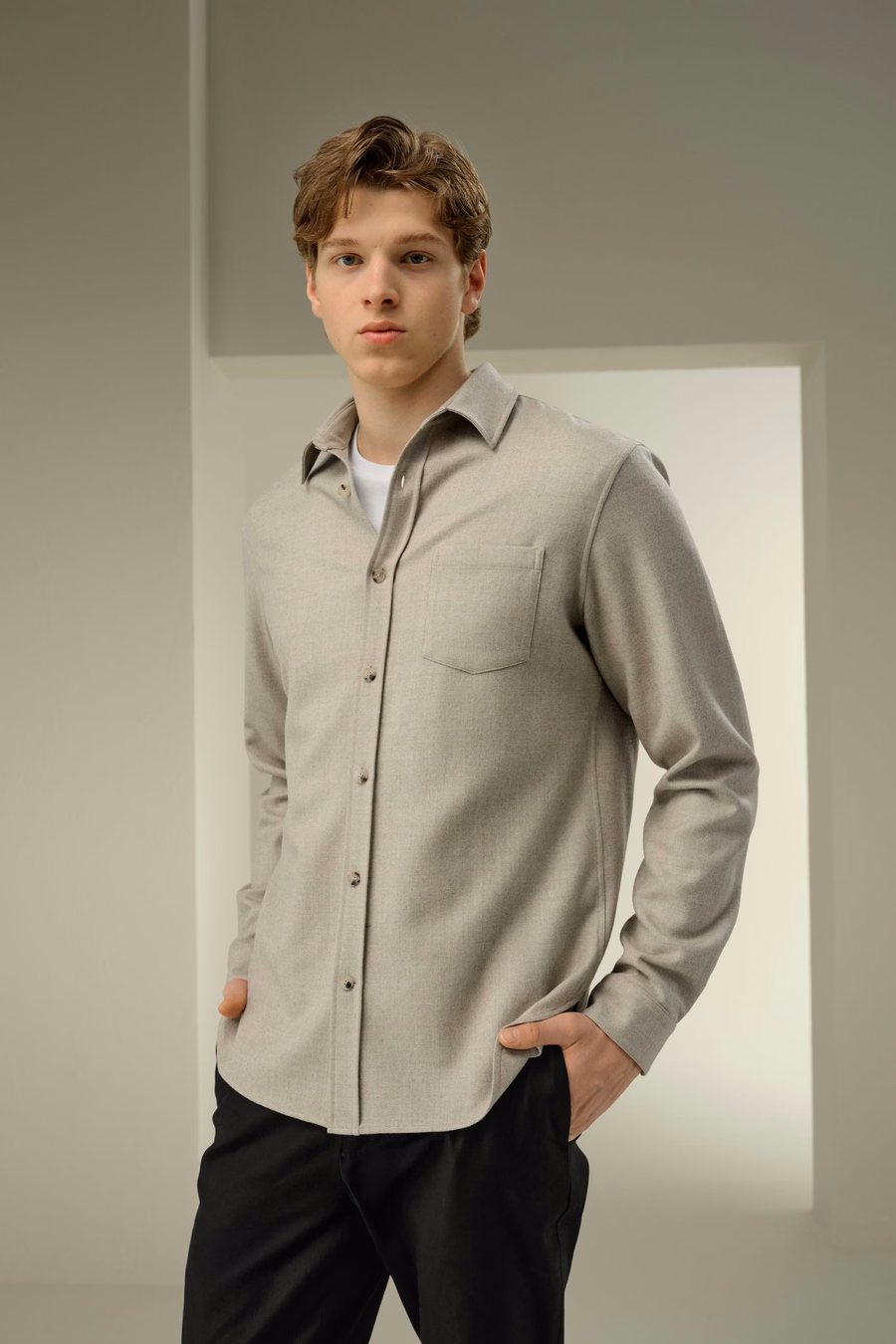 Silk-Wool Oversized Warm Shirt for Men