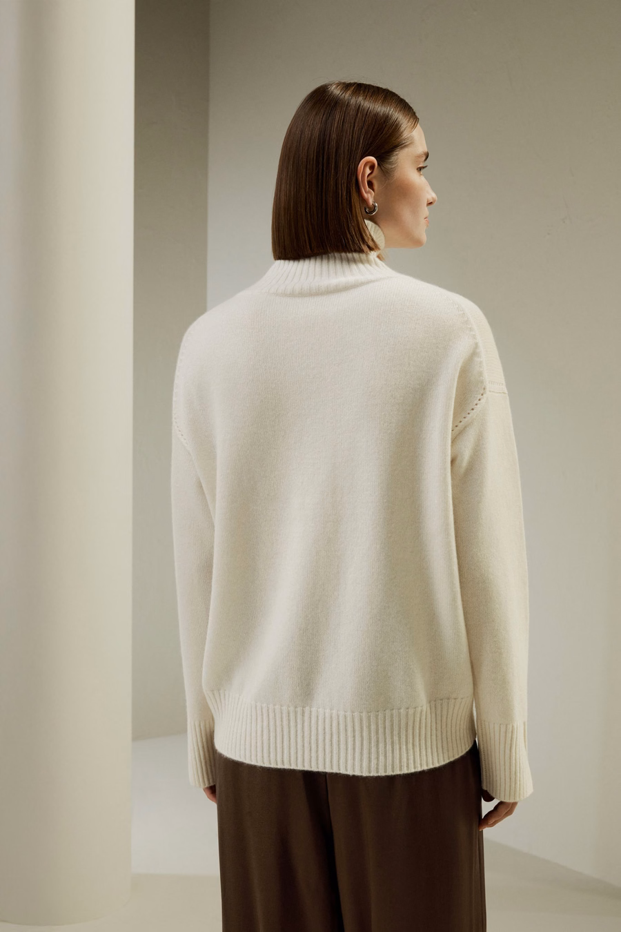 Rippenkragen Relaxed-Fit Kaschmirpullover