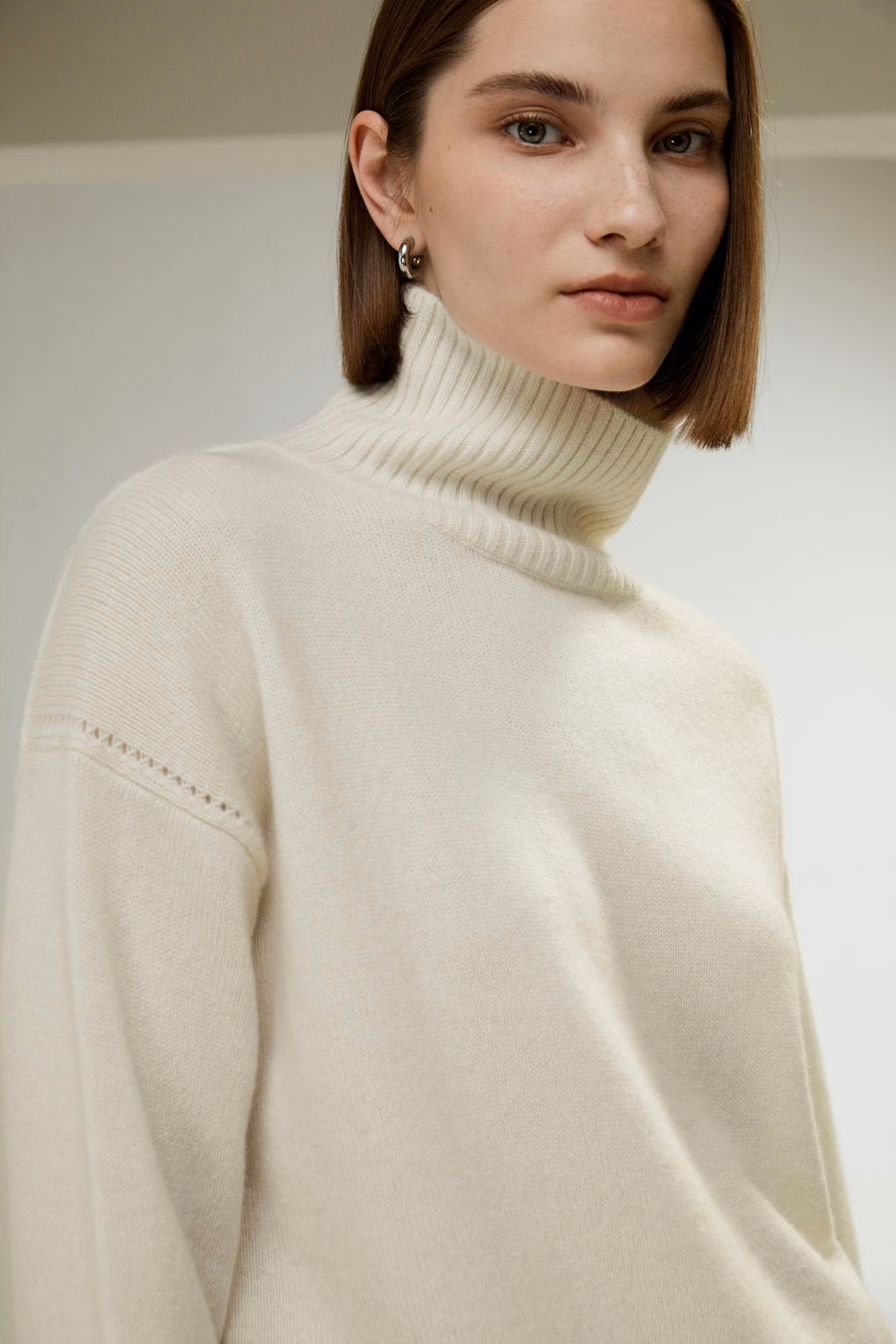 Rippenkragen Relaxed-Fit Kaschmirpullover