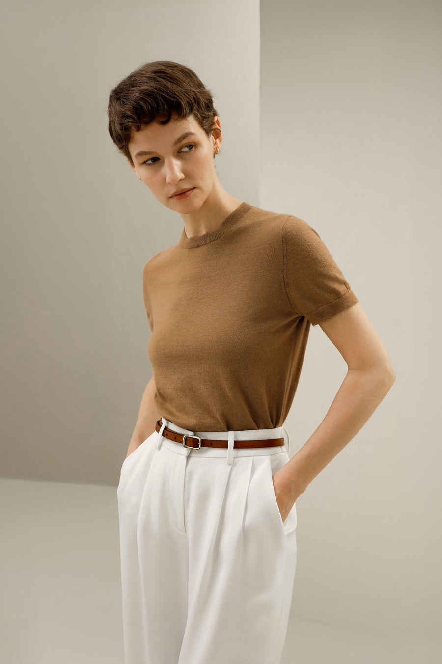 Kaschmir Rundhalsausschnitt Pullover