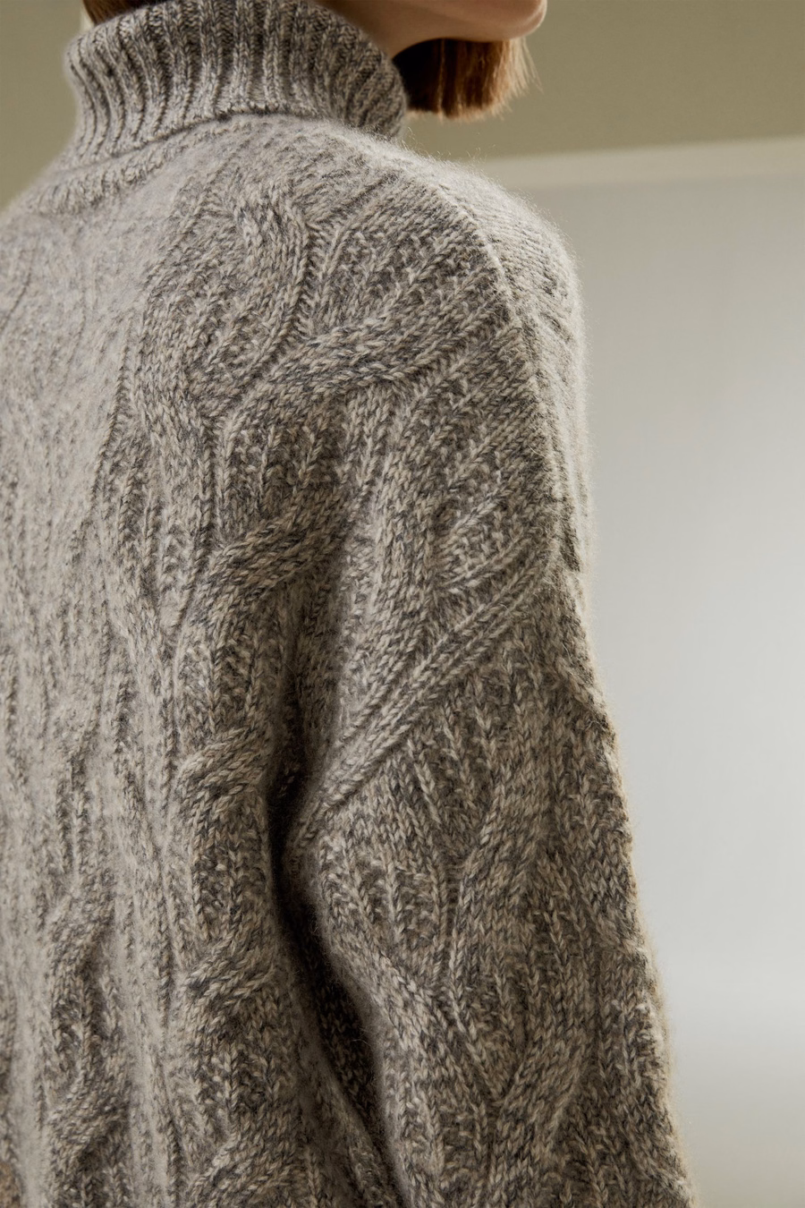 Kabelstrick-Kaschmir-Turtleneck-Pullover