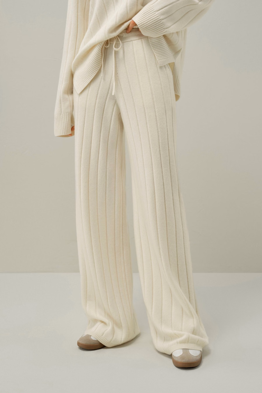 Gerippte Weite-Hose