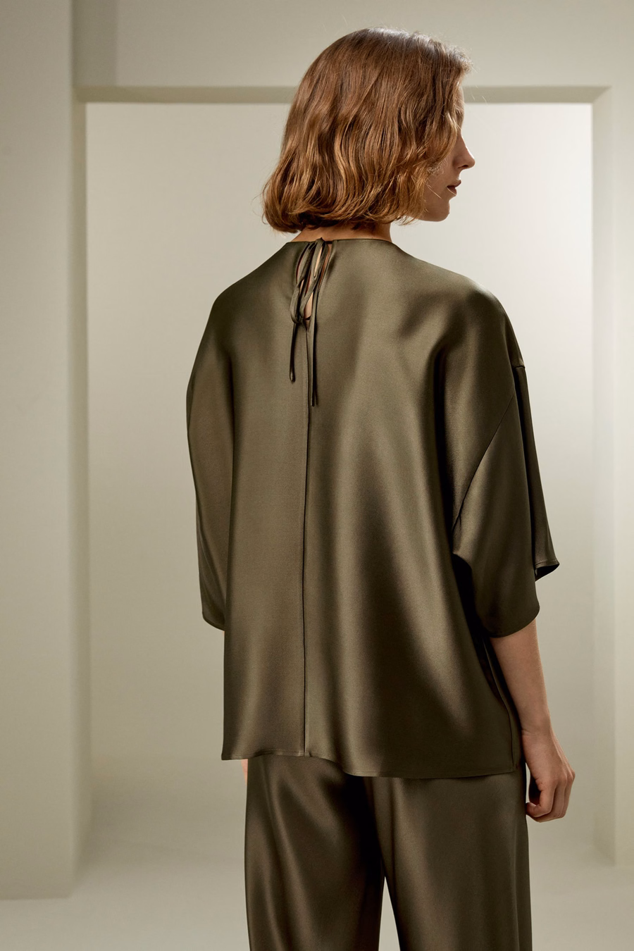 Relaxed Silk Crewneck Blouse