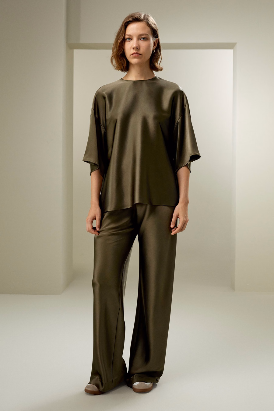 Relaxed Silk Crewneck Blouse