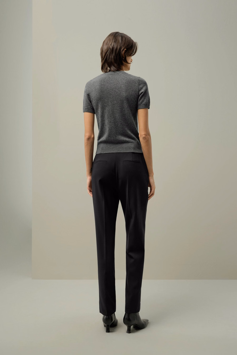Cashmere-Fitted Kurzarmoberteil