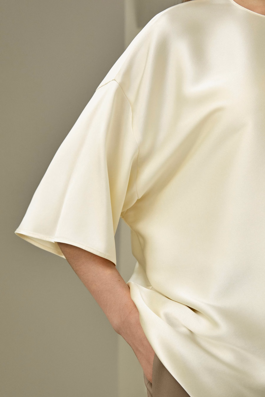 Relaxed Silk Crewneck Blouse