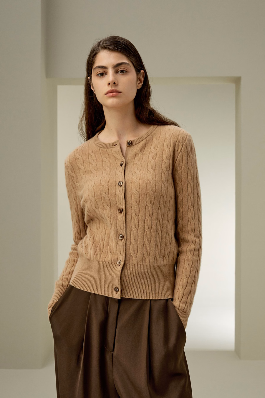 Baby Cashmere Kabelstrick-Cardigan