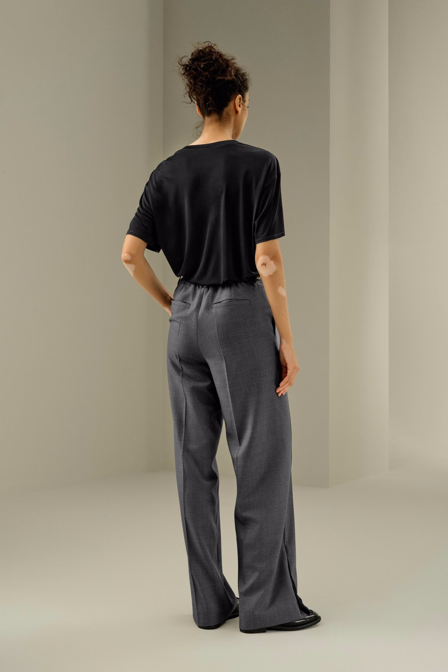 Wollseidenmischung Gerade Hose