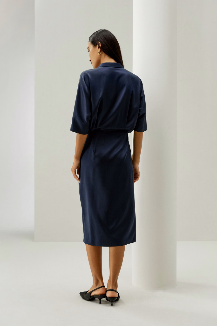 Elegantes Mid-Sleeve Wickelkleid