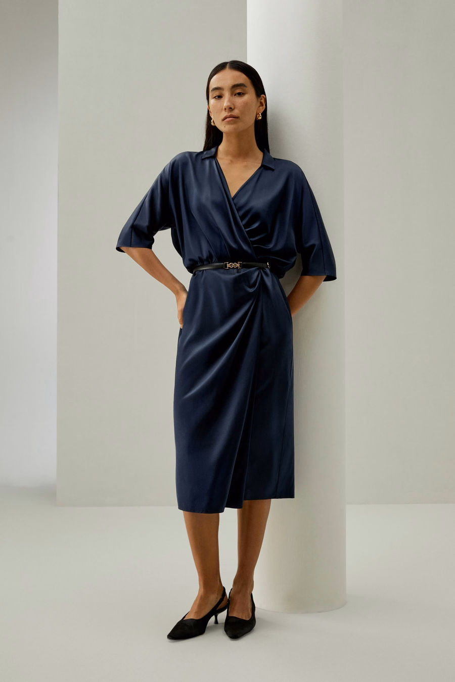 Elegantes Mid-Sleeve Wickelkleid