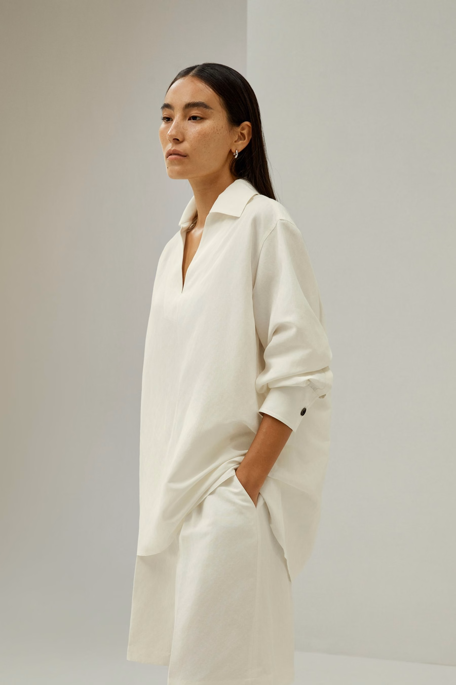 Oversized Seide-Leinen-Mischung Hemd