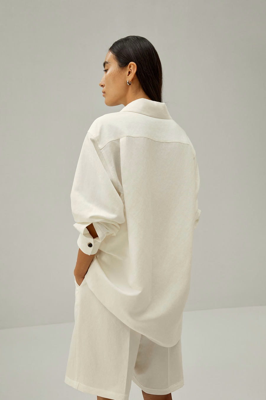 Oversized Seide-Leinen-Mischung Hemd