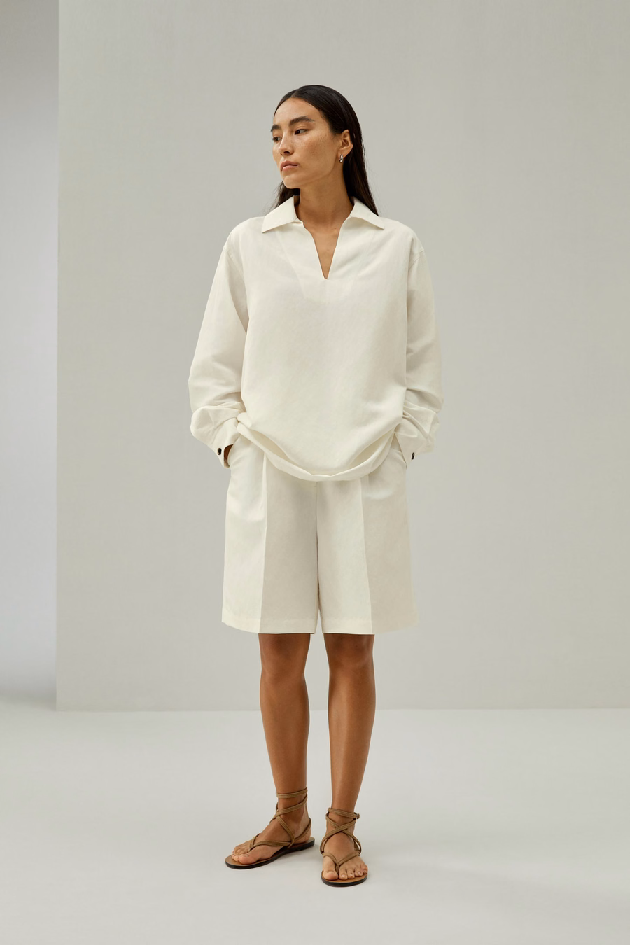 Oversized Seide-Leinen-Mischung Hemd