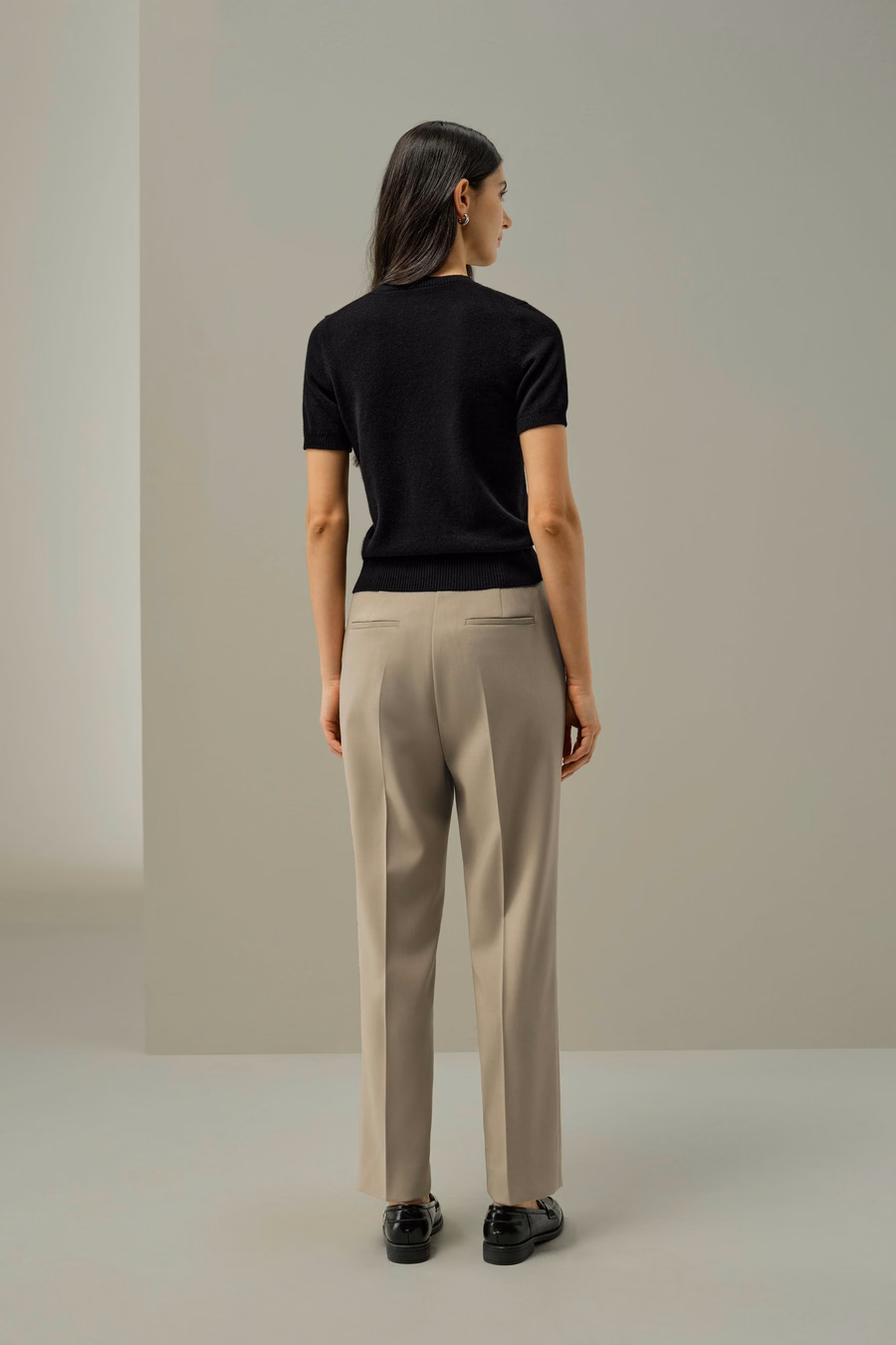Cashmere-Fitted Kurzarmoberteil