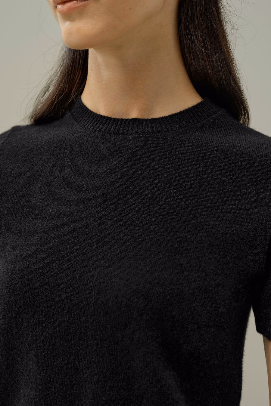 Cashmere-Fitted Kurzarmoberteil
