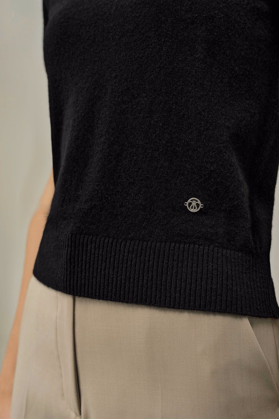 Cashmere-Fitted Kurzarmoberteil