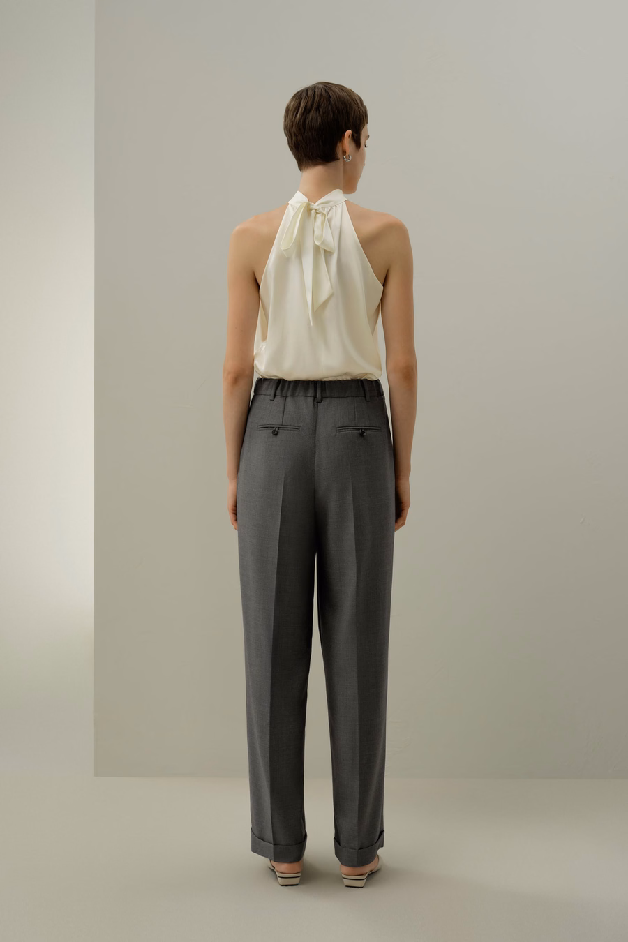 Wool-Silk Straight Leg Pants