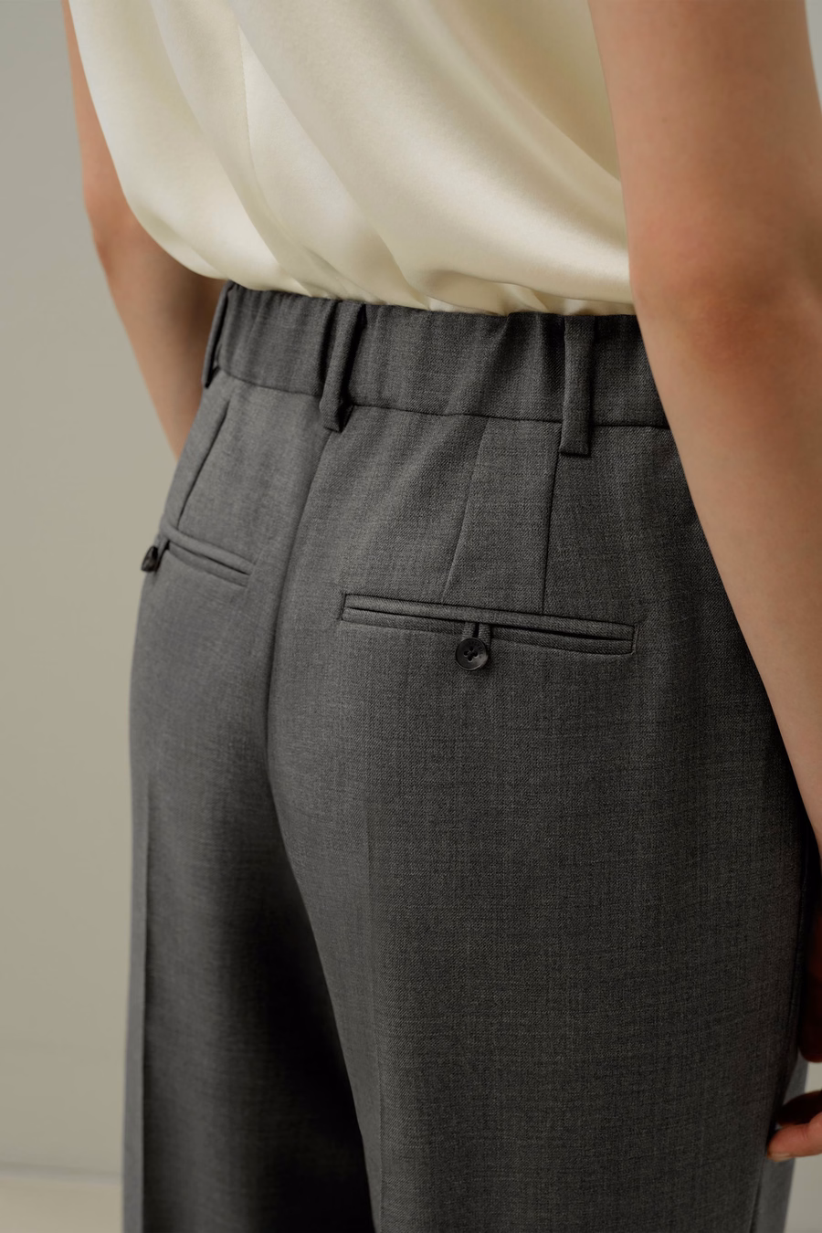 Wool-Silk Straight Leg Pants