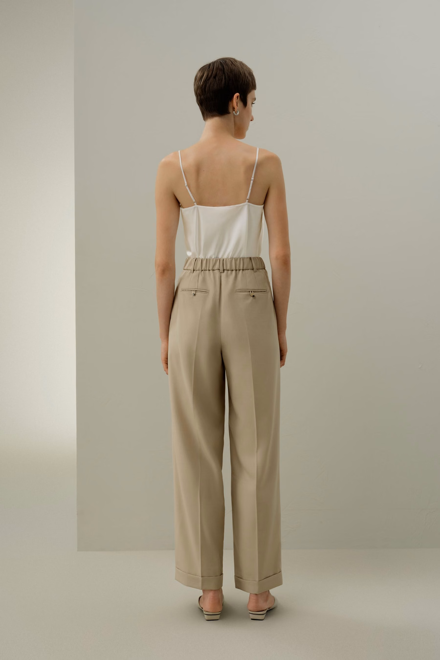 Wool-Silk Straight Leg Pants