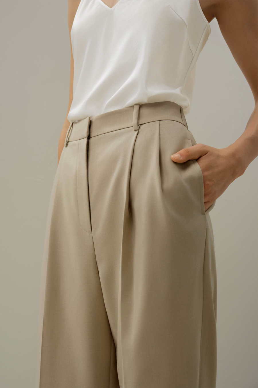 Wool-Silk Straight Leg Pants