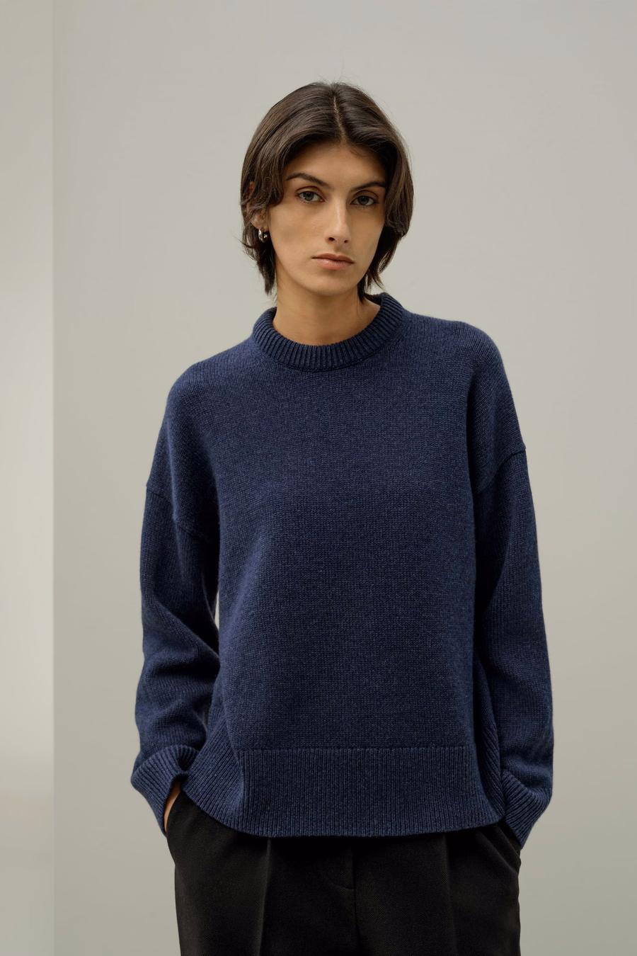 Übergroßer Crewneck-Woll-Kaschmir-Pullover