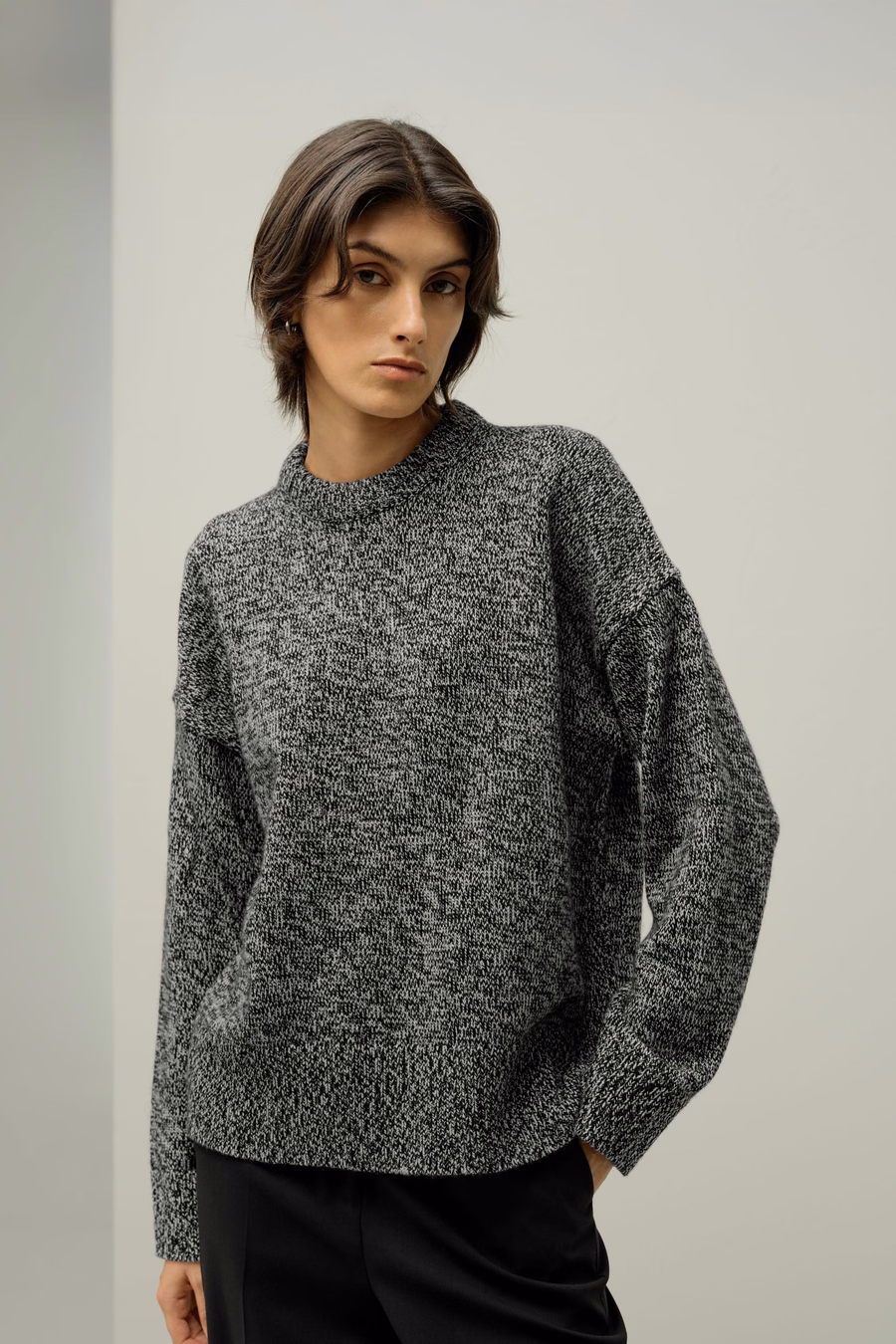 Übergroßer Crewneck-Woll-Kaschmir-Pullover