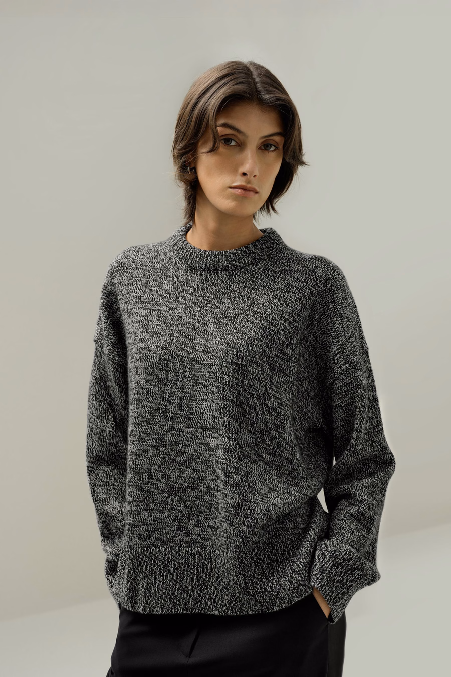 Übergroßer Crewneck-Woll-Kaschmir-Pullover