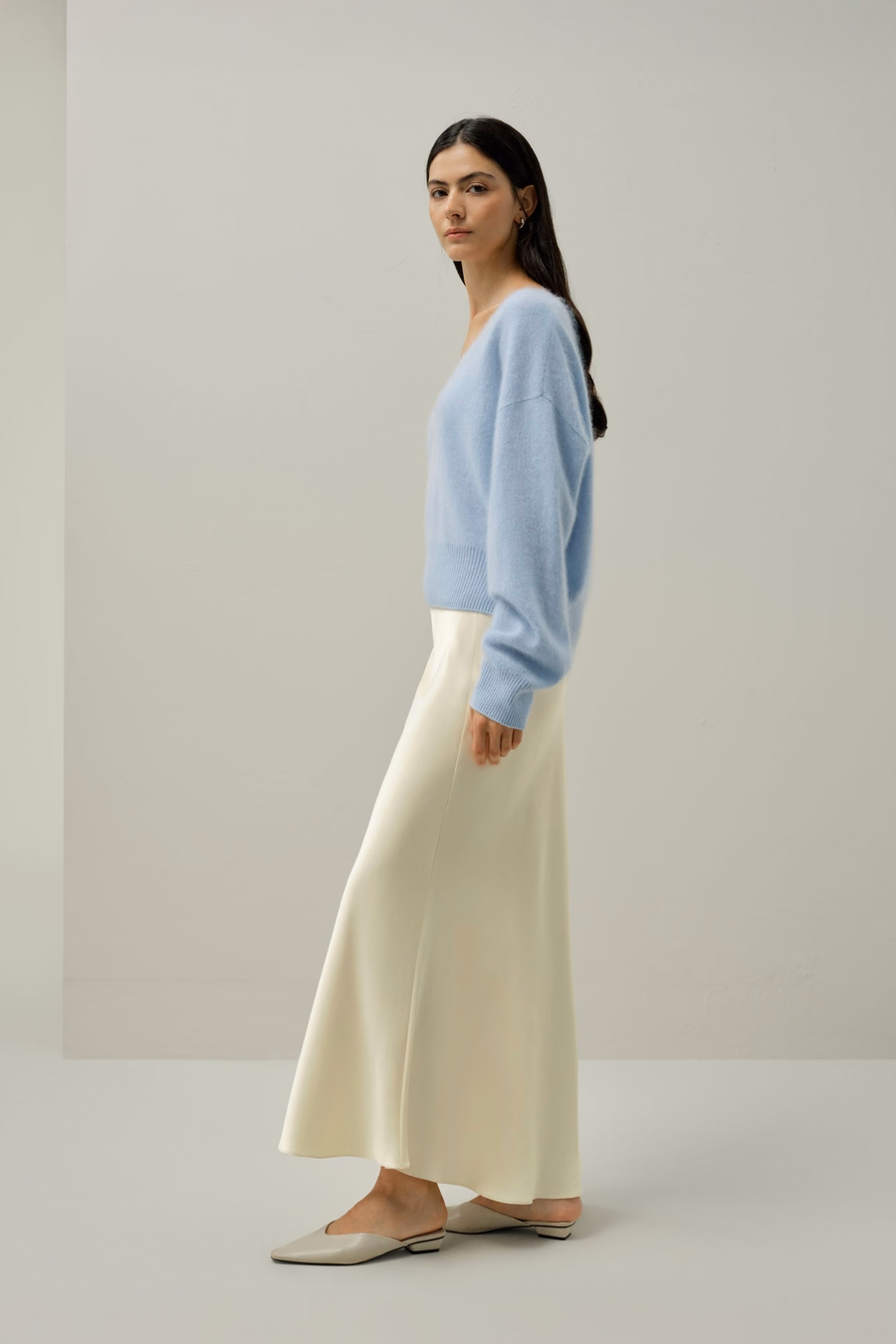 Gebürsteter V-Neck Cashmere-Pullover