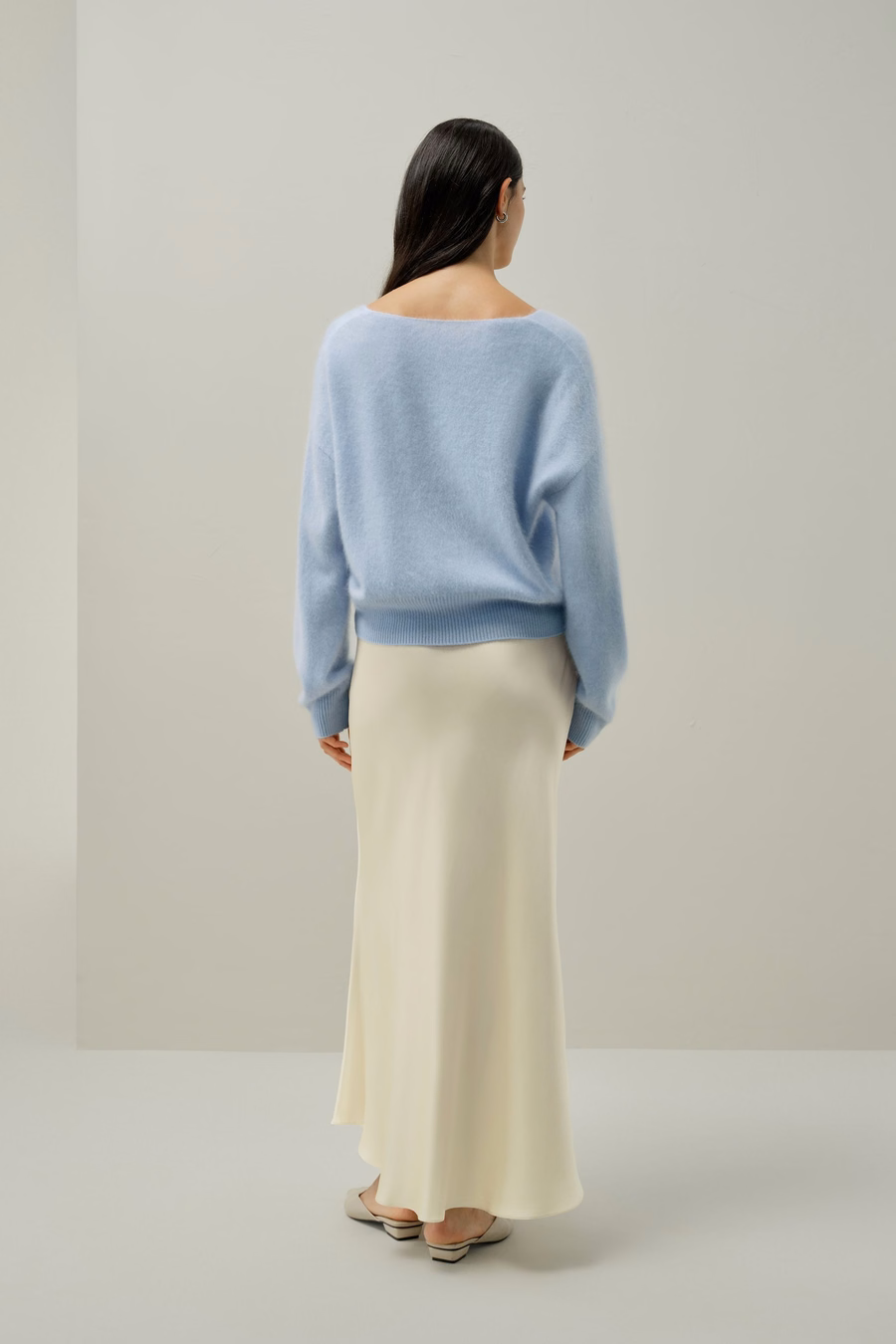 Gebürsteter V-Neck Cashmere-Pullover