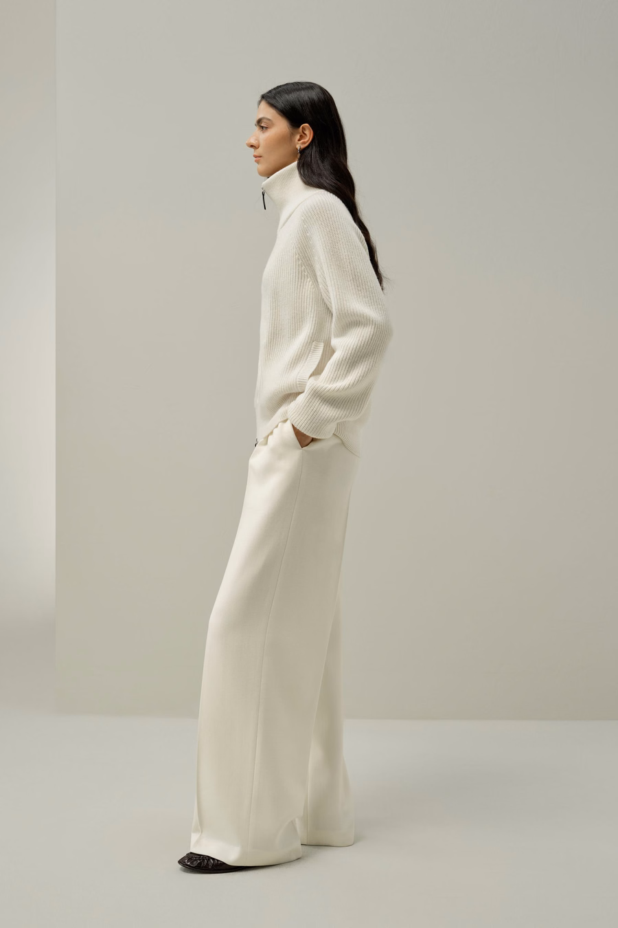 Ripp-Strick-Turtleneck Zip-Kardigan