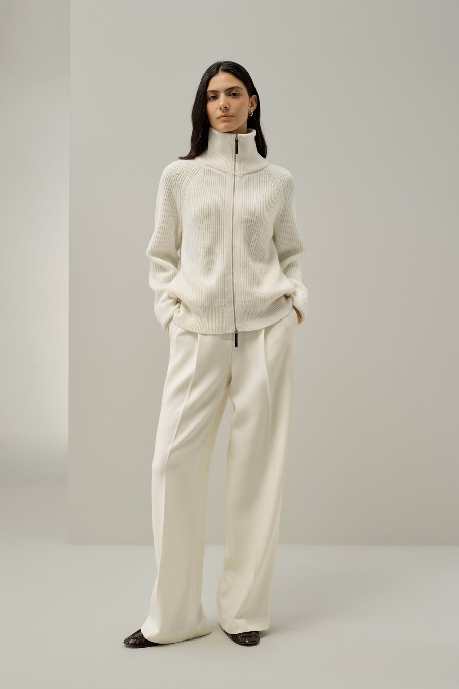Ripp-Strick-Turtleneck Zip-Kardigan