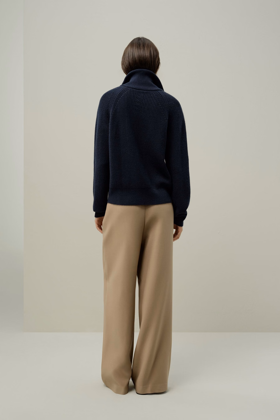 Ripp-Strick-Turtleneck Zip-Kardigan