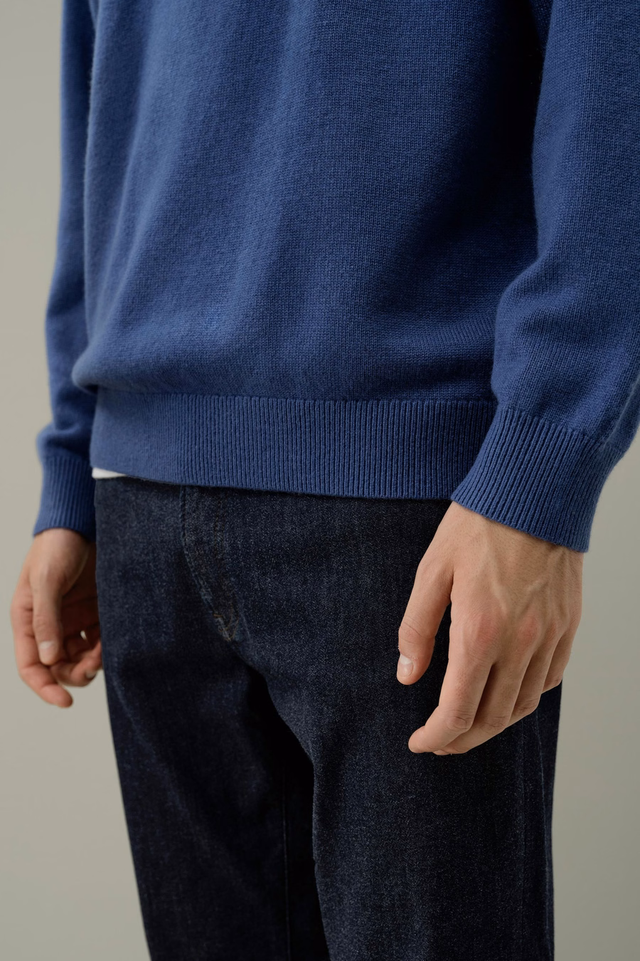 Wool Blend Stand Collar Zip-Up Sweater